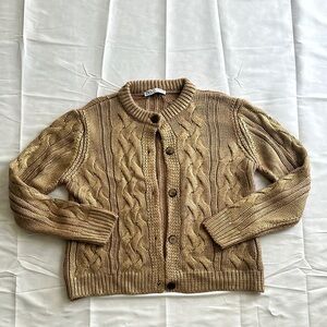 Zara Women’s Gold Knitted Cardigan (size Large)